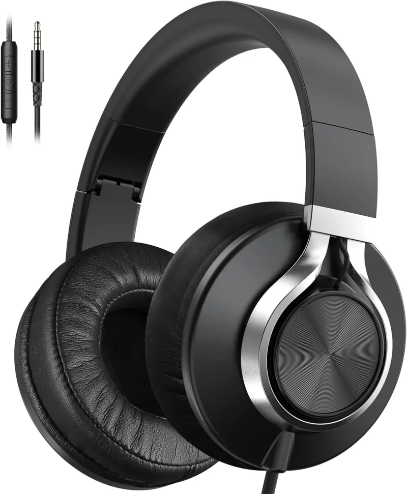 Ailihen Wired Headphones with Microphone, Over-Ear Foldable
